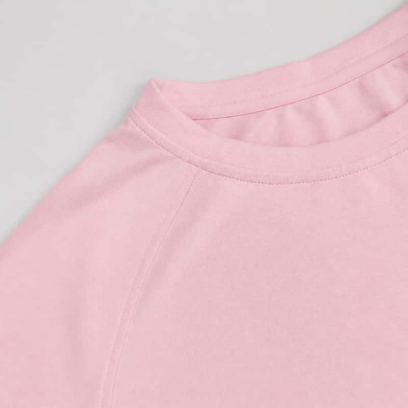 Crewneck raglan sleeve detail on lounge top