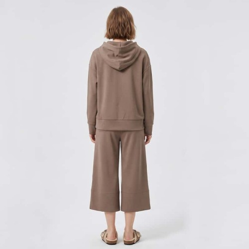 Custom Hooded Lounge Set with Patch-Pocket Capri Wide-Leg Pants
