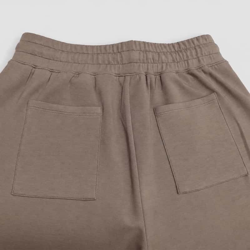 Large back patch pockets on custom wide-leg capri lounge pants