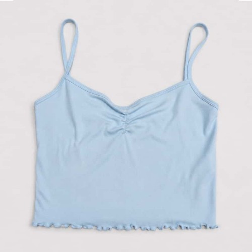 Custom Ribbed Camisole & Ruffle Shorts Lounge Set with Adjustable Straps
