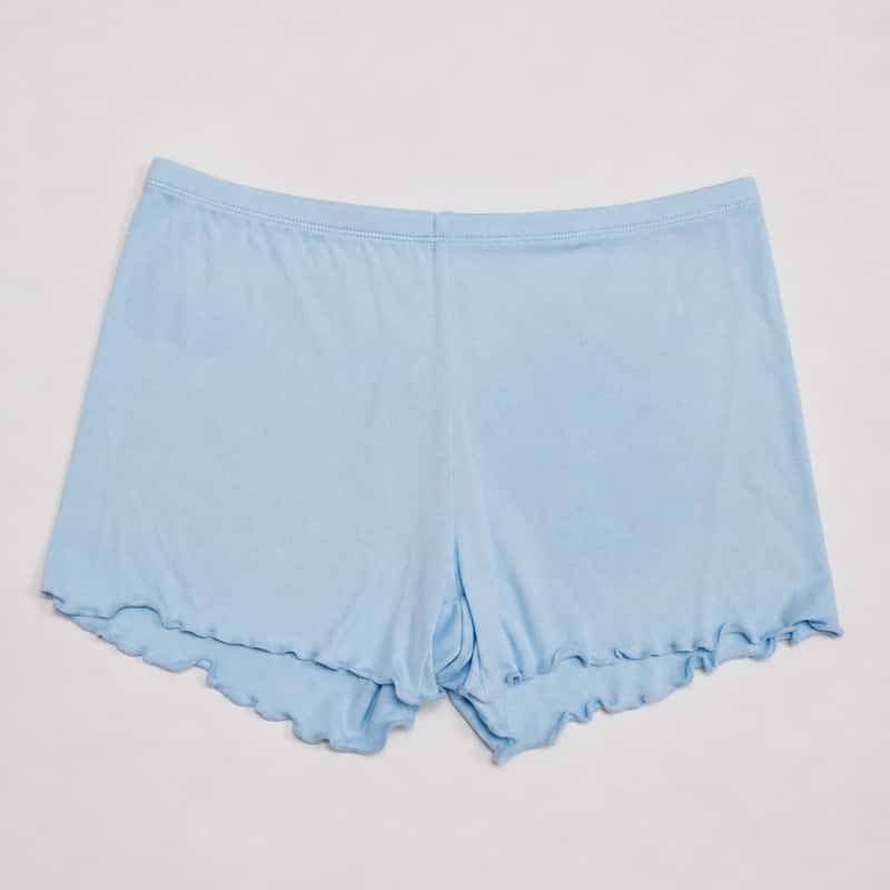 Matching ruffle hem on lightweight lounge shorts