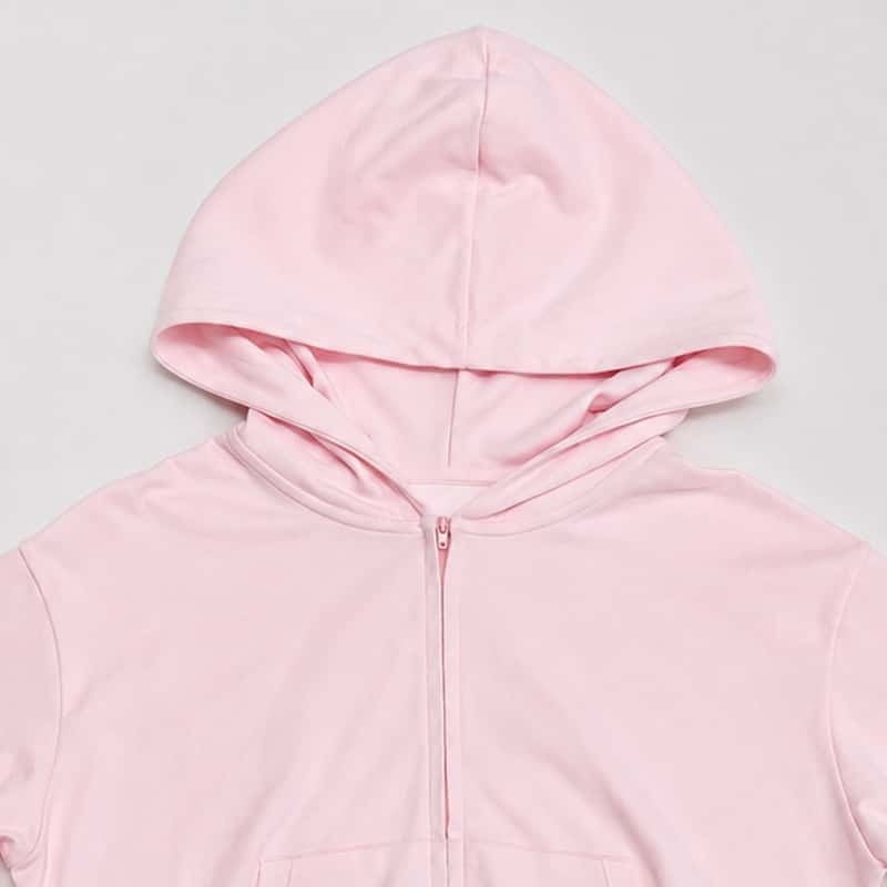 Full-zip hood and cropped silhouette on the brushed lounge jacket
