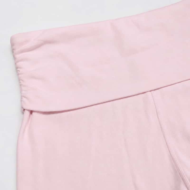 Fold-over waistband detail on flared lounge pants