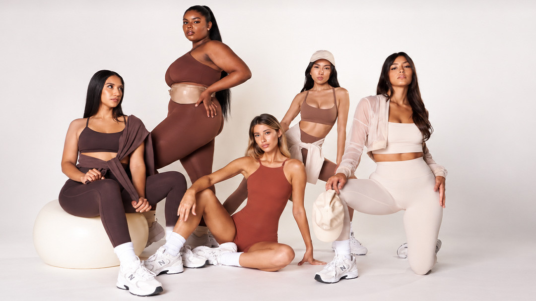 Women with different body shapes wearing fitted activewear sets
