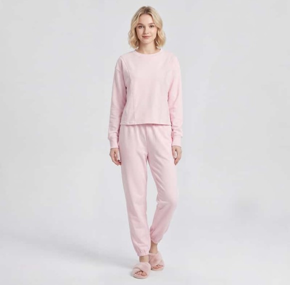 Custom Crewneck Seam-Detail Lounge Set with Pocket Jogger Pants