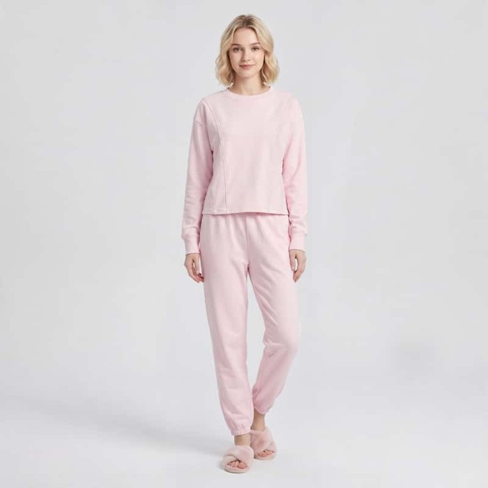 Custom Crewneck Seam-Detail Lounge Set with Pocket Jogger Pants
