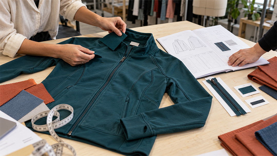 Production-ready activewear sample reviewed before bulk manufacturing