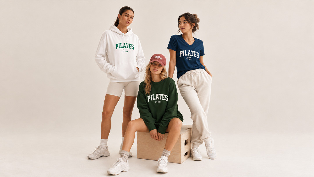 Women wearing coordinated Pilates hoodies tops and casual activewear