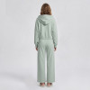 Custom V-Neck Hooded Lounge Set with Gathered Hem & Wide-Leg Pants