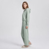Custom V-Neck Hooded Lounge Set with Gathered Hem & Wide-Leg Pants
