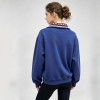 Custom Blue Cotton Polo Sweatshirt with Contrast Collar and Varsity Print