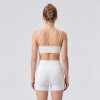 Custom Striped Mock Two-Piece Sports Bra and Contrast Binding Yoga Shorts Set