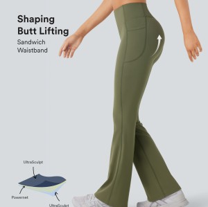 Flare Leggings With Pockets - High Waisted Tummy Control Pants | Fitness Clothing Manufacturer