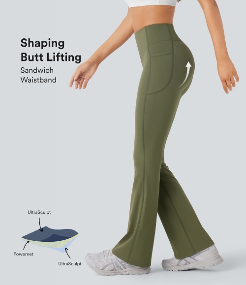 Flare Leggings With Pockets - High Waisted Tummy Control Pants | Fitness Clothing Manufacturer