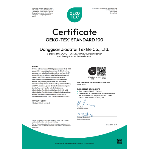 OEKO-TEX® Standard 100 Certified Dyeing Partner