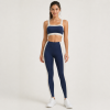 Color Block Square Neck Adjustable Strap Drawstring Yoga Workout Set