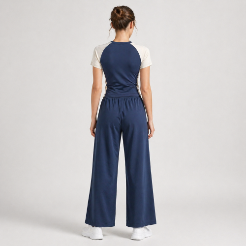 Insignia Blue Color Block Wide Leg Tracksuit