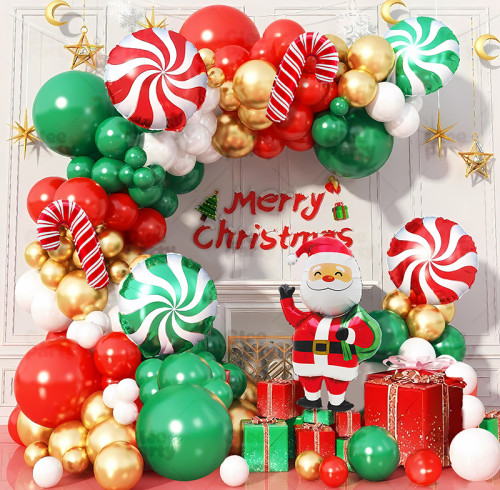 Christmas party balloon set, crutches, candies, reindeer, ginger, people, flower garlands, arches