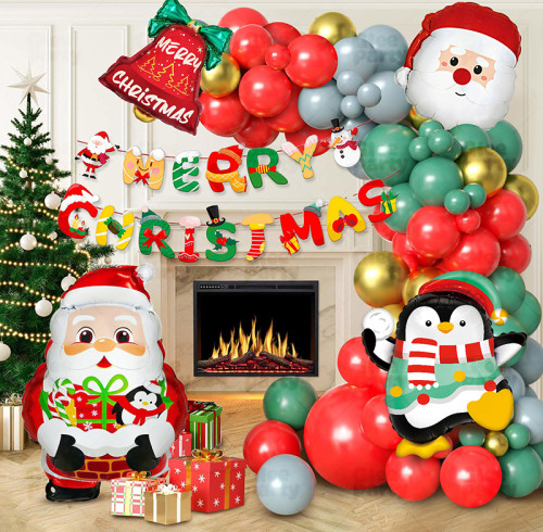Christmas party balloon set, crutches, candies, reindeer, ginger, people, flower garlands, arches