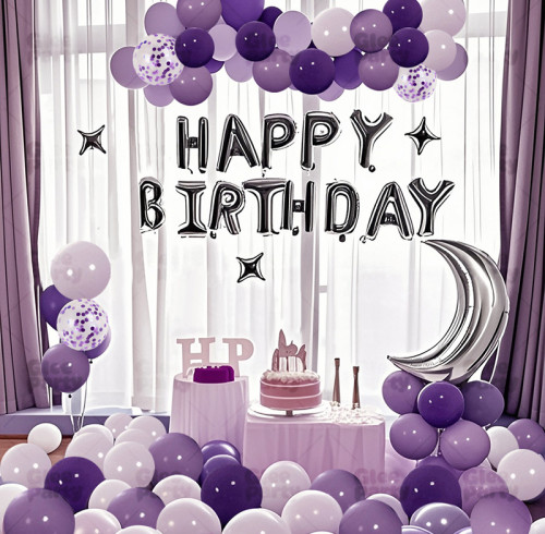 Birthday  party balloon set, decoration scene, background wall props, high-end atmosphere