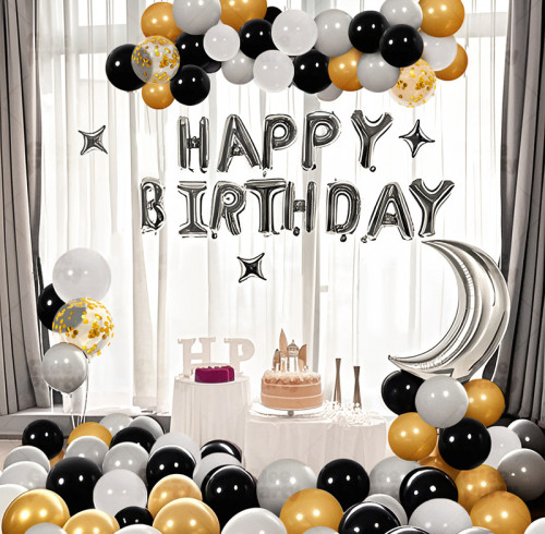 Birthday  party balloon set, decoration scene, background wall props, high-end atmosphere