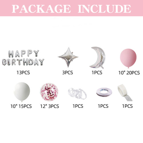 Birthday  party balloon set, decoration scene, background wall props, high-end atmosphere
