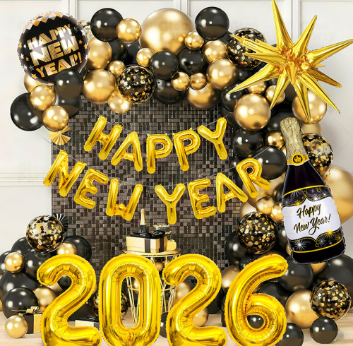 New Year's Party Balloon Set, New Year Wine Bottle, New Year Gift Box, New Year Decoration Balloon