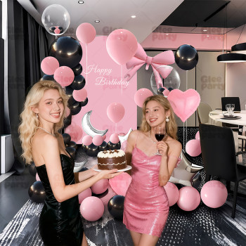 Girl's birthday decoration scene, party balloon set, background wall, simple and high-end feeling