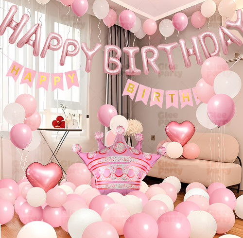 Princess birthday scene atmosphere decoration girl party balloon set family simple ceremony feeling