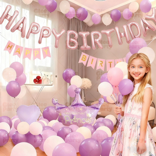 Princess birthday scene atmosphere decoration girl party balloon set family simple ceremony feeling