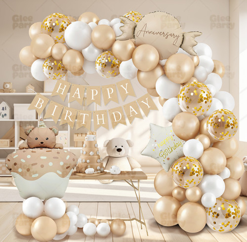 Boy and Girl Cartoon Party Balloon Set Scene Decoration Birthday Ceremony Sense Background Wall