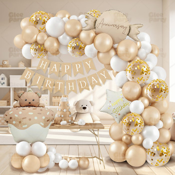 Boy and Girl Cartoon Party Balloon Set Scene Decoration Birthday Ceremony Sense Background Wall