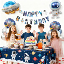 Boy's Birthday Party Balloon Set Decoration Space Children Astronaut Theme Scene Decoration