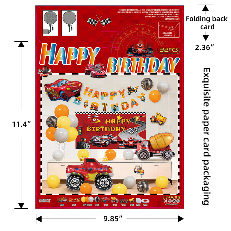 Retail party kit packaging with a clear product reference