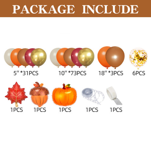 Thanksgiving Orange Balloon Chain Autumn Theme  Party Balloon Set Birthday Scene Decoration Arches
