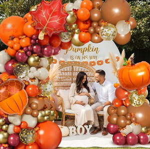 Thanksgiving Orange Balloon Chain Autumn Theme  Party Balloon Set Birthday Scene Decoration Arches