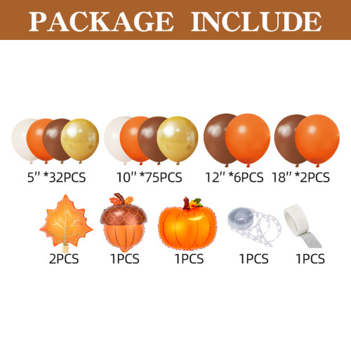 Thanksgiving Orange Balloon Chain Autumn Theme  Party Balloon Set Birthday Scene Decoration Arches