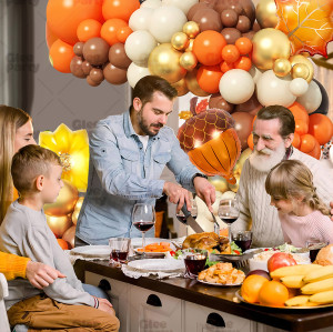 Thanksgiving Orange Balloon Chain Autumn Theme  Party Balloon Set Birthday Scene Decoration Arches