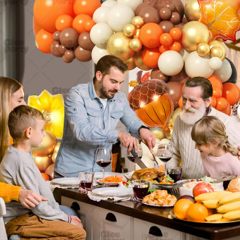 Thanksgiving Orange Balloon Chain Autumn Theme  Party Balloon Set Birthday Scene Decoration Arches
