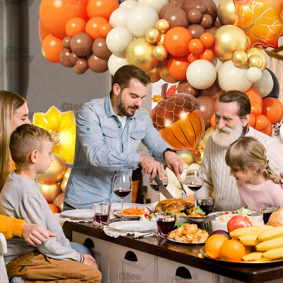 Thanksgiving Orange Balloon Chain Autumn Theme  Party Balloon Set Birthday Scene Decoration Arches
