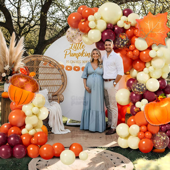 Thanksgiving Orange Balloon Chain Autumn Theme  Party Balloon Set Birthday Scene Decoration Arches