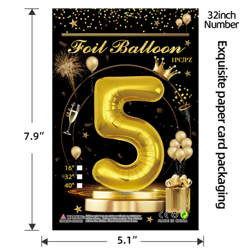 32 inch gold aluminum foil Number balloons 0-9, suitable for parties, weddings, anniversaries