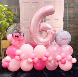 32 inch pink aluminum foil Number balloons 0-9, suitable for parties, weddings, anniversaries