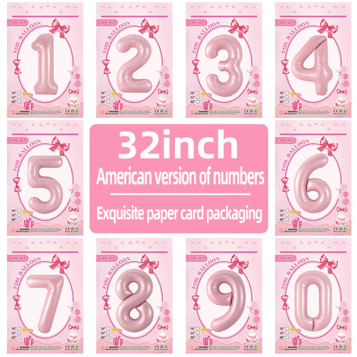 32 inch pink aluminum foil Number balloons 0-9, suitable for parties, weddings, anniversaries
