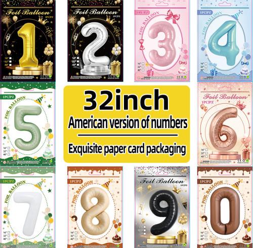 32 inch chocolate aluminum foil Number balloons 0-9, suitable for parties, weddings, anniversaries