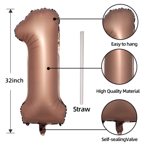 32 inch chocolate aluminum foil Number balloons 0-9, suitable for parties, weddings, anniversaries