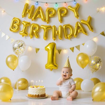Gold Happy Birthday letters Balloon 16 inch Polyester Film Letter  Party Decoration Supplies
