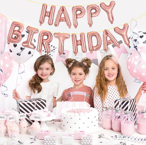 Rose gold Happy Birthday letters Balloon 16 inch Polyester Film Letter  Party Decoration Supplies