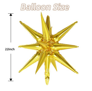 22 inch 4D star shaped explosion star balloon, used for party supplies Christmas, New Year, birthday