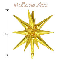 22 inch 4D star shaped explosion star balloon, used for party supplies Christmas, New Year, birthday